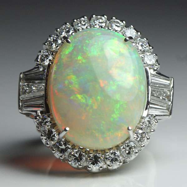 Vintage Fire Opal & Diamond 18K Ring - Hawaii Estate & Jewelry Buyers