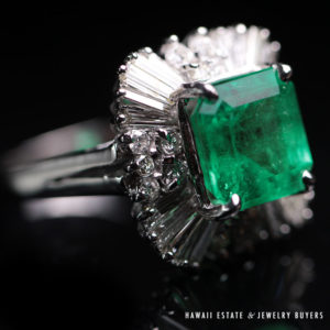 Natural 6.36ct Colombian Emerald Diamond Ring