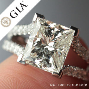 GIA CERTIFIED 4.02CT ELONGATED PRINCESS CUT DIAMOND RING H VS1 INVESTMENT GRADE