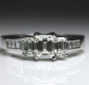 1.30ctw Emerald Cut 3 Stone Diamond Ring