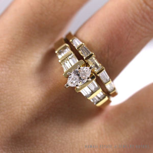 .47CT MARQUISE & BAGUETTE 14K YELLOW GOLD WEDDING BAND SET (SZ 7.75)