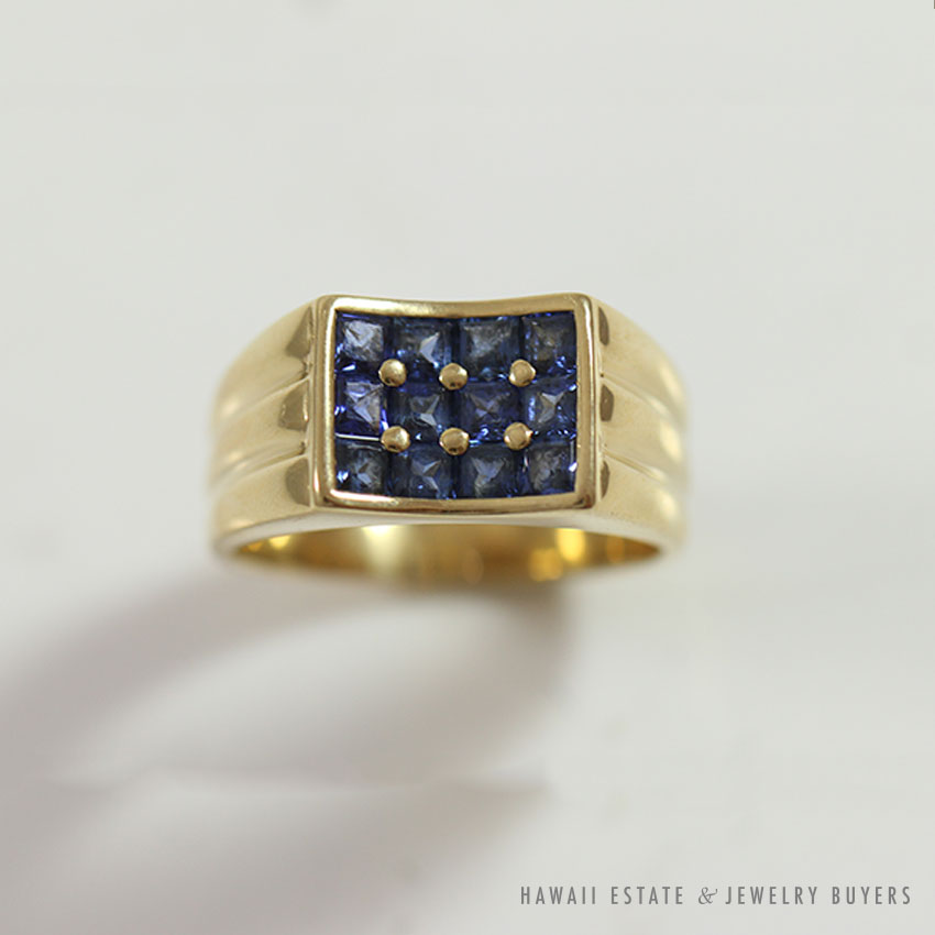 Sapphire Ruby 18K Yellow Gold Pinkie Ring - Hawaii Estate & Jewelry Buyers