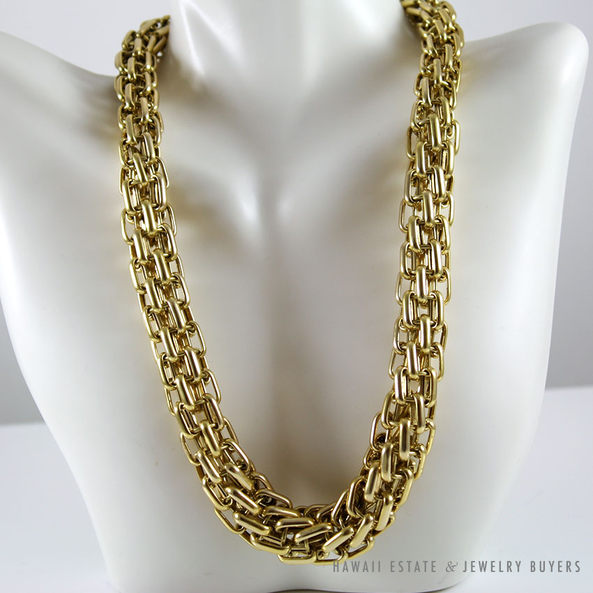92.1G THICK ROPE CHAIN 12MM 14K YELLOW GOLD LINK ROPE CHAIN NECKLACE 17.1