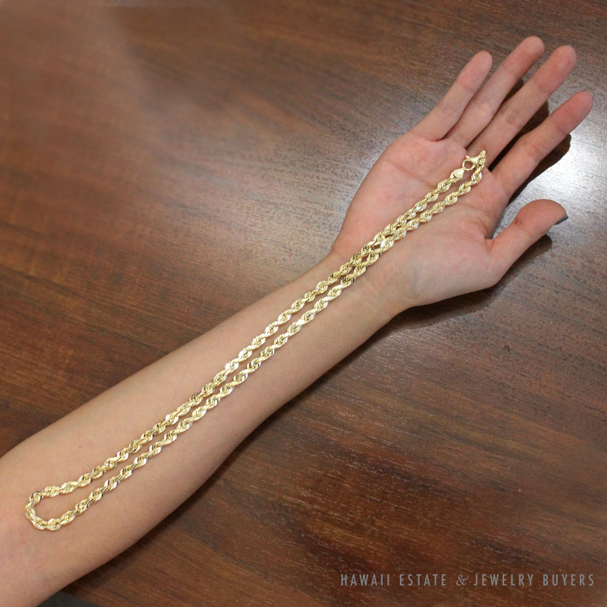 6MM 14K YELLOW GOLD ROPE CHAIN 26 66.7g - INQUIRE FOR ORDER PRICE