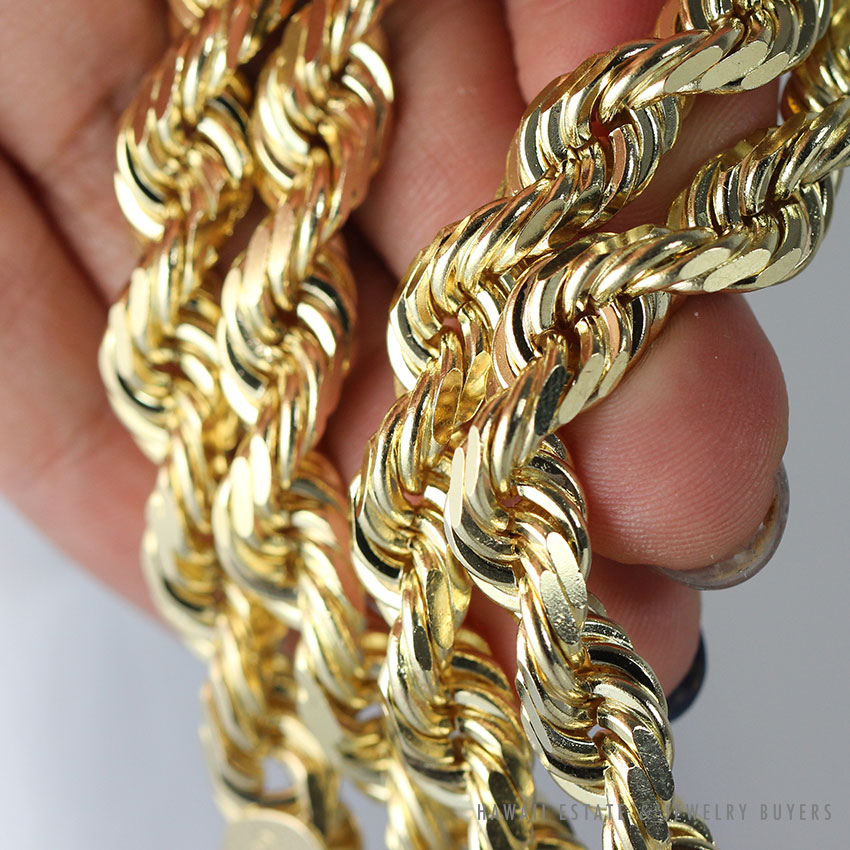 10MM 198.2G 14K YELLOW GOLD ROPE CHAIN 26 - INQUIRE FOR ORDER PRICE