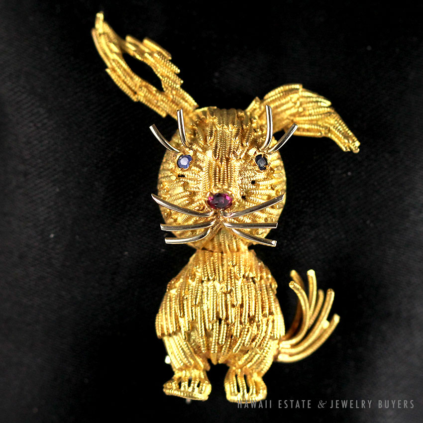 Vintage SHP Stanley Home Products Rabbit Jewelry Brooch Pin Goldtone