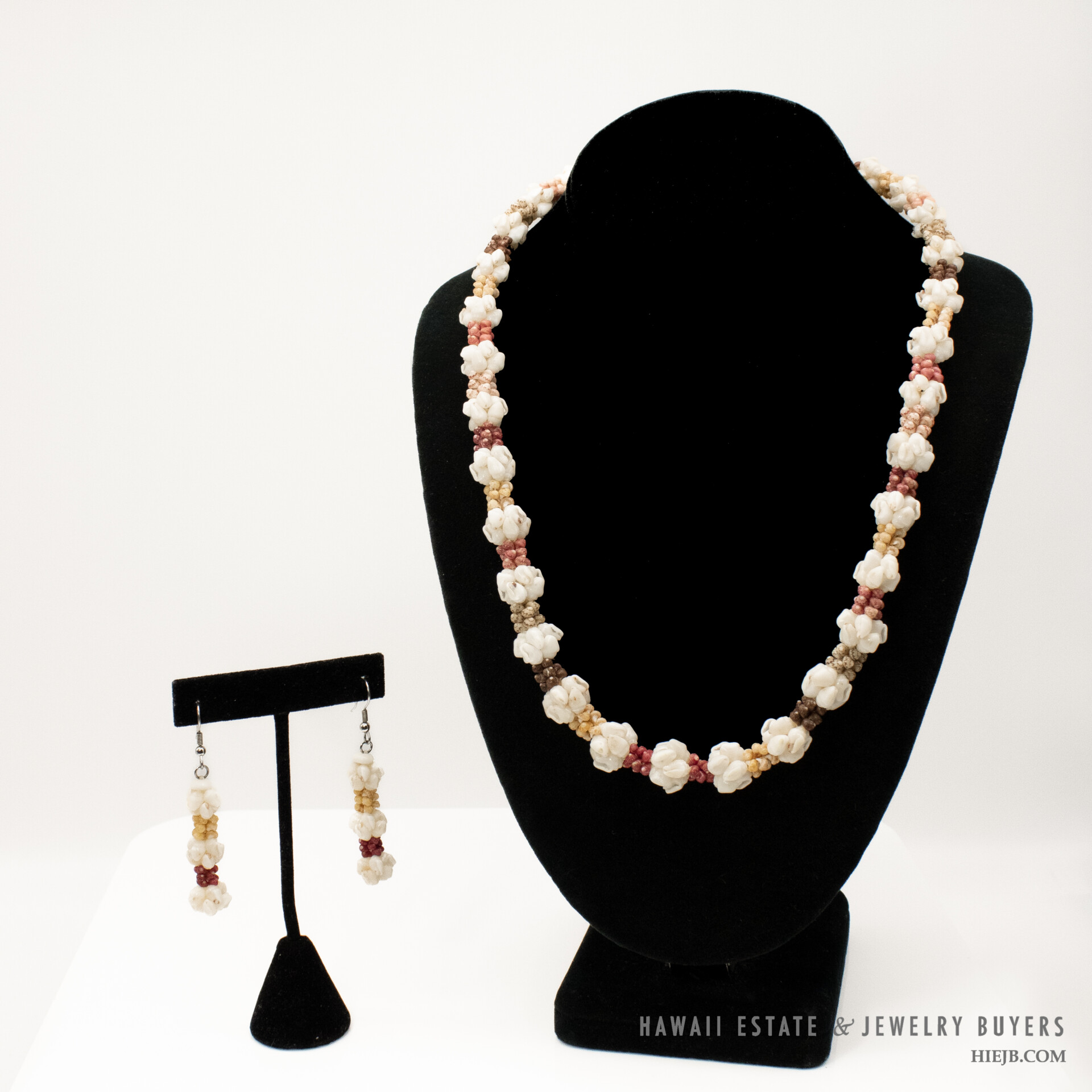 22.5” Double strands Momi & Kahelelani shell lei/Niihau shell necklace  #22103 - ShellsHawaii.com