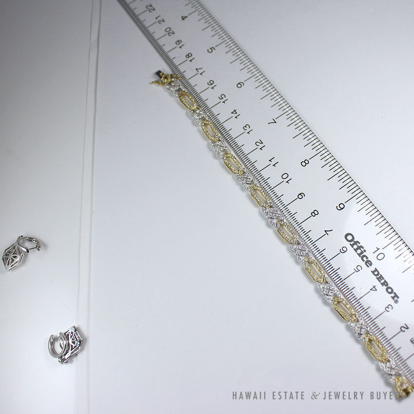 Ben Bridge Diamond Two-Tone 14K Gold Tennis Bracelet & Earrings Set with Box - Image 10