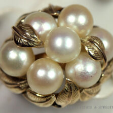 Ming's Hawaii Pearl Cluster Leaf 14K Ring