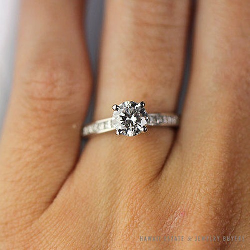 Blue Nile GIA Round Diamond Platinum Solitaire Engagement Ring Size 4 - Image 9