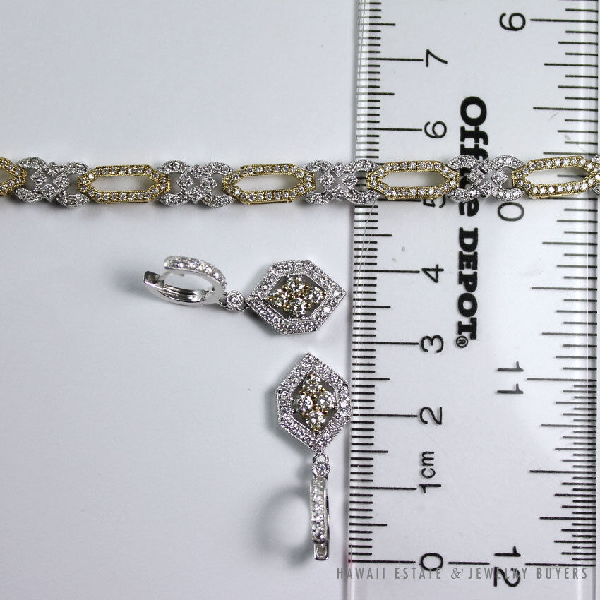 Ben Bridge Diamond Two-Tone 14K Gold Tennis Bracelet & Earrings Set with Box - Image 11