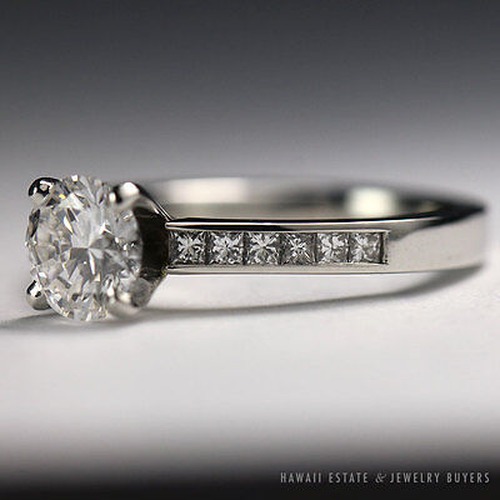 Blue Nile GIA Round Diamond Platinum Solitaire Engagement Ring Size 4 - Image 4