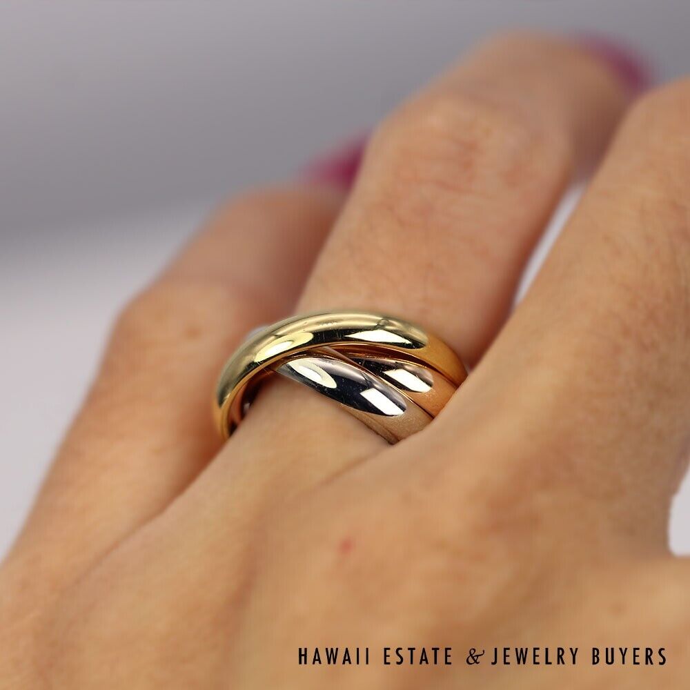 Authentic Cartier Trinity 3-Tone Gold Ring Size 50 - Hawaii Estate