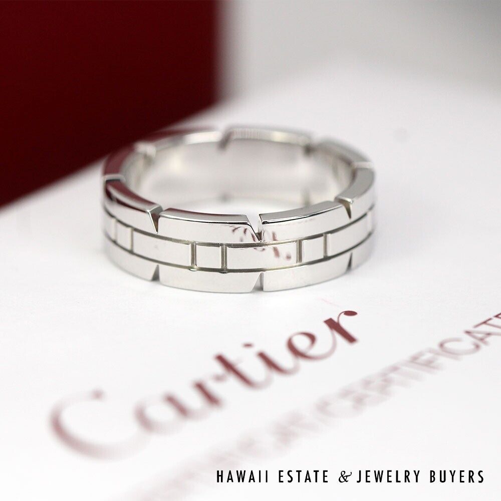 Cartier Tank Francaise 18K White Gold Ring Size 56 w/ Boxes and papers - Image 9