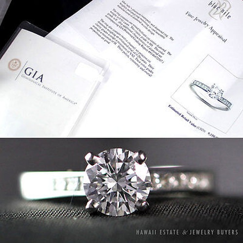 Blue Nile GIA Round Diamond Platinum Solitaire Engagement Ring Size 4