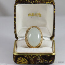 Ming's Pale Whitish Jade Cabochon Ring