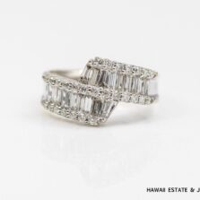 5.2g 14KWG 2ctw Diamond Bypass Ring Size 7