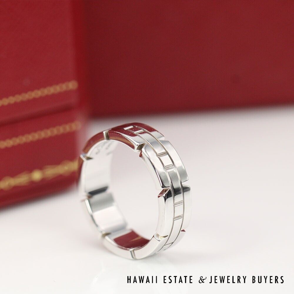 Cartier Tank Francaise 18K White Gold Ring Size 56 w/ Boxes and papers - Image 6