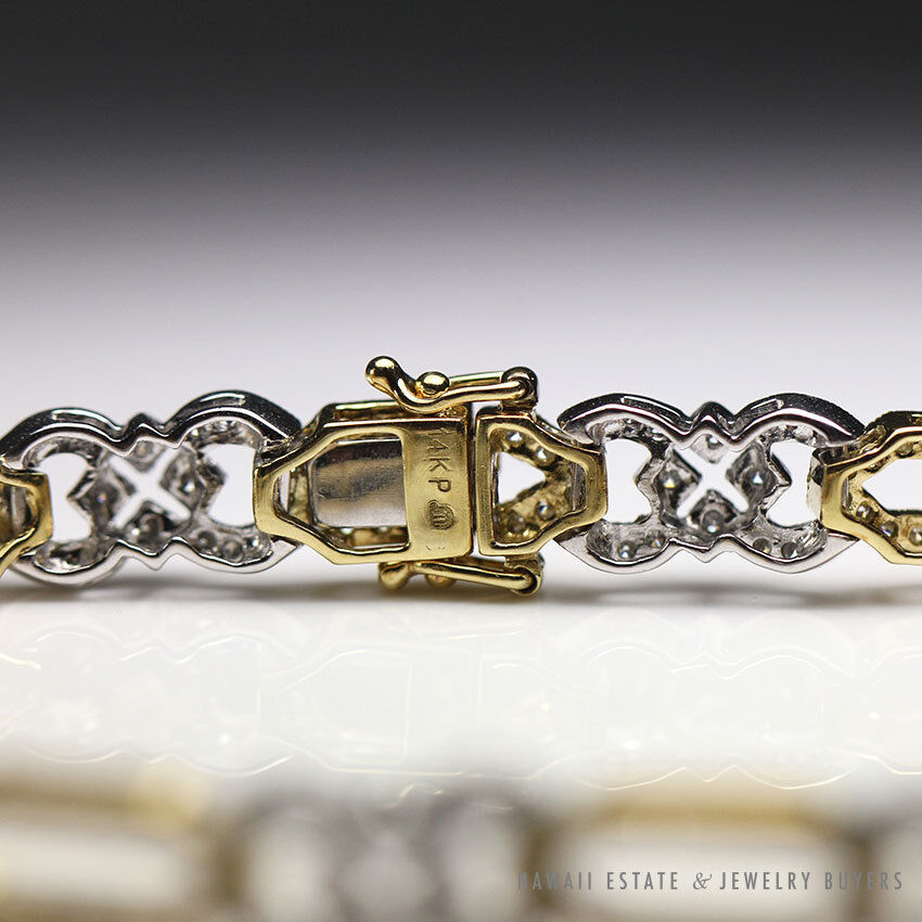 Ben Bridge Diamond Two-Tone 14K Gold Tennis Bracelet & Earrings Set with Box - Image 5