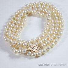 Ming's Hawaii Pearl Single Strand Opera Length 14K Yellow Gold Necklace