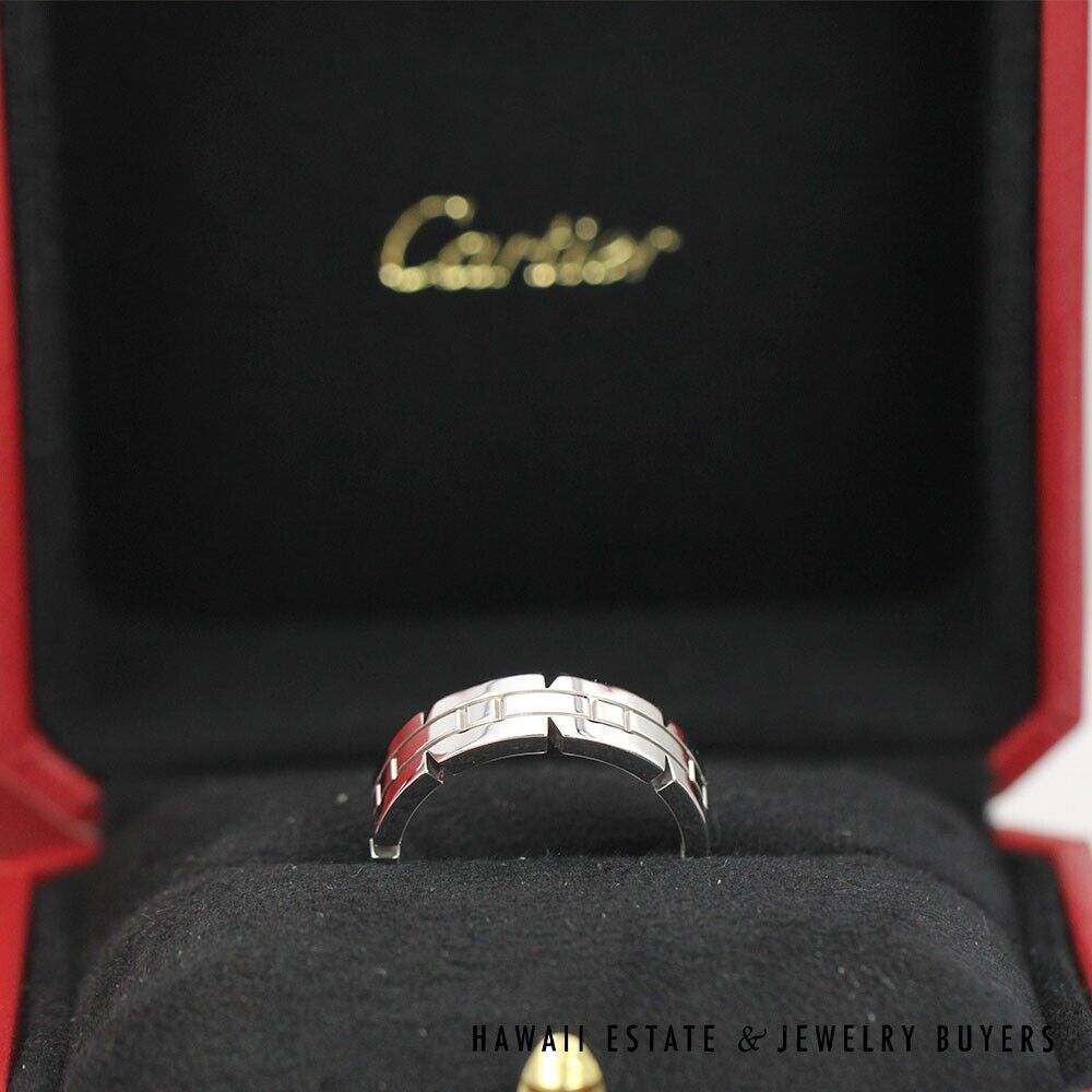 Cartier Tank Francaise 18K White Gold Ring Size 56 w/ Boxes and papers - Image 3