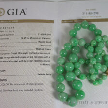 Certified Grade A Mottled Green Graduated Bead Necklace