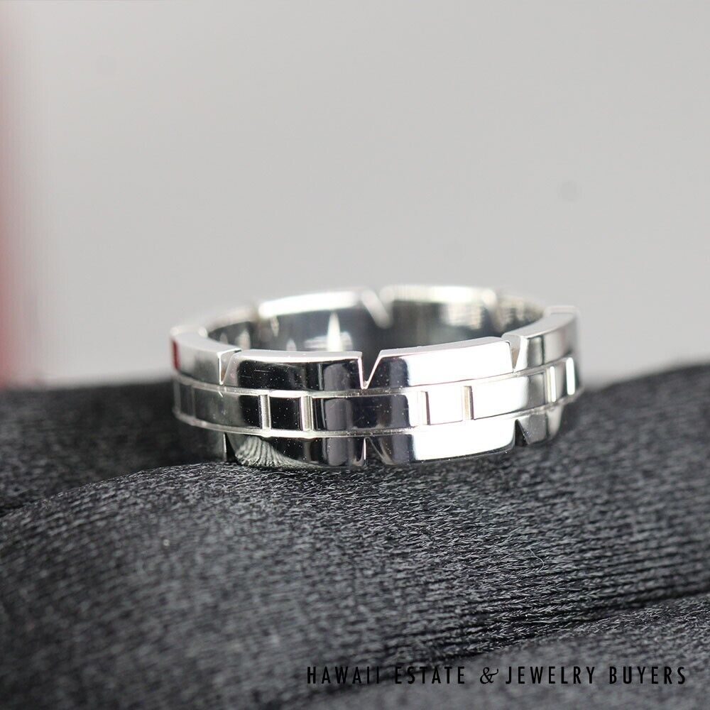 Cartier Tank Francaise 18K White Gold Ring Size 56 w/ Boxes and papers - Image 8