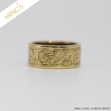MING'S 3.4g 14KYG ENGRAVED 8mm BAND SIZE 5